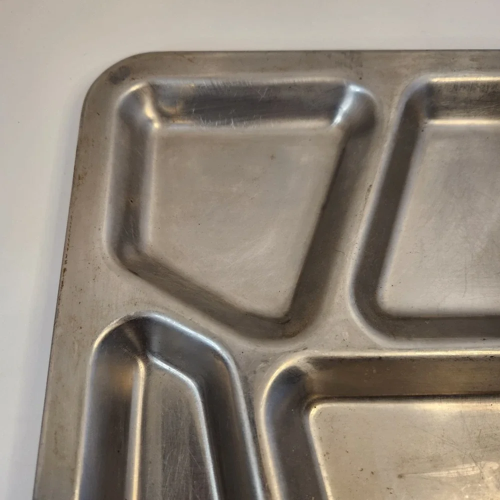 Vintage‎ US Navy USN Heavy Double Layer Riveted Steel Compartment Food Tray